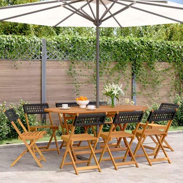 vidaXL Opklapbare stoelen, 8 stuks, zwart, van polyrotan en, Tuin en Terras, Verzenden, Nieuw