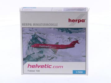 Schaal 1:500 Herpa 509343 Fokker 100 helvetic.com Helve..., Ophalen of Verzenden