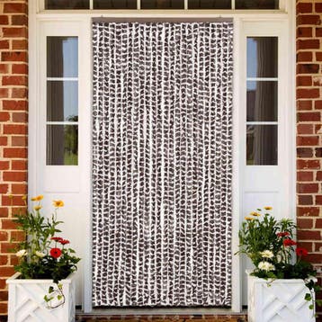 vidaXL Vliegengordijn 100x220 cm chenille bruin en wit, Verzenden