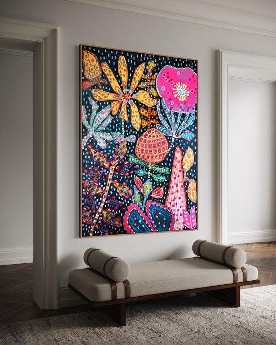 Maraé - Nuit Fleurie, Antiek en Kunst, Kunst | Schilderijen | Modern