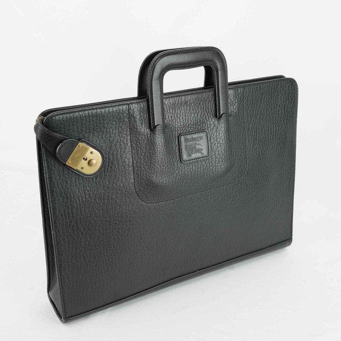 Burberrys - Black Pebbled Leather Briefcase Business Bag, Bijoux, Sacs & Beauté, Sacs | Sacs Femme