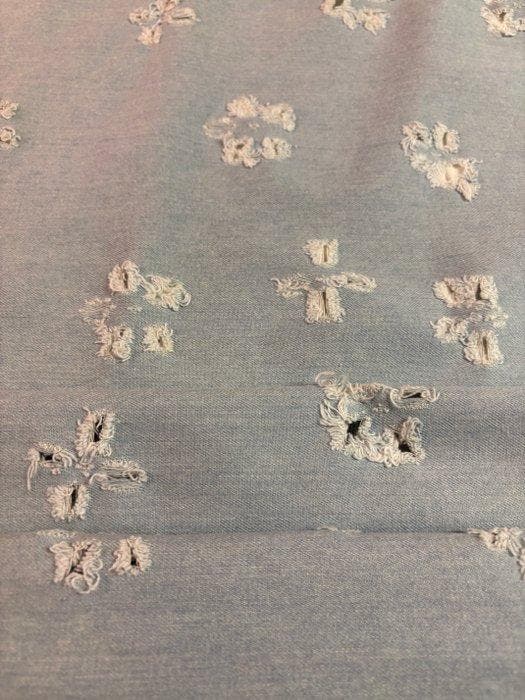 Textiel - 3 m - 1.5 m - Denim distressed met bloemmotief, Antiek en Kunst, Antiek | Tapijten, Tafelkleden en Textiel