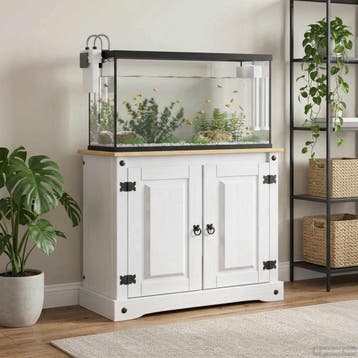 vidaXL Aquarium Stand CORONA Wit en Bruin 81,5 x 37 x 73 cm, Verzenden