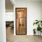 Stalen Binnendeur - Brons - 4 Vlaks rond - Brons rook glas, Minder dan 80 cm, Binnendeur, Nieuw, Metaal