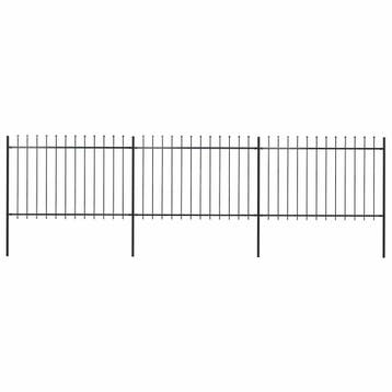 vidaXL Tuinhek met speerpunt staal 537x120 cm zwart, Verzenden, Nieuw