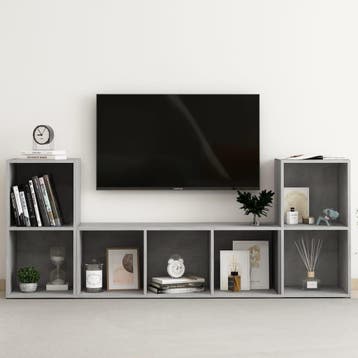 vidaXL 3-delige Tv-meubelset bewerkt hout betongrijs, Huis en Inrichting, Kasten |Televisiemeubels, Verzenden, Nieuw