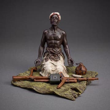Statue, Zittende Arabische verkoper - 10 cm - Bronze
