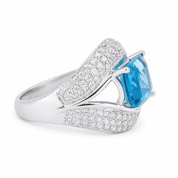 Sans prix de réserve - Bague Plaqué or Topaze - Diamant -, Handtassen en Accessoires, Nieuw