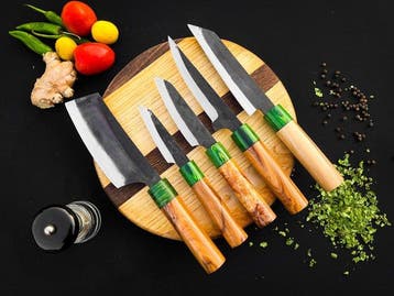 Keukenmes - Kitchen knife set - 572 - Staal, Hout,