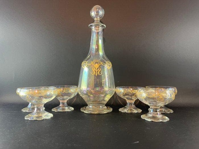 Daum - Service à boisson (7) - Verre, Or - Service Daum, Antiquités & Art, Antiquités | Verre & Cristal