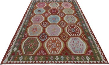 Handgeweven Designer Kelim – Afghan Design - Kelim - 292 cm