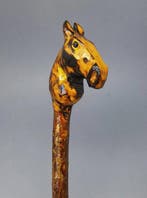 Wandelstok - Hout - Handgesneden paardenhoofd, Antiek en Kunst