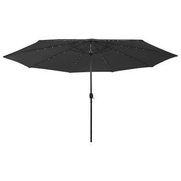 vidaXL Parasol met LED-verlichting 400 cm zwart, Verzenden, Nieuw