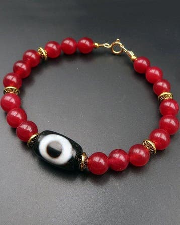 Rubis - Boeddhistische armband - Dzi Aarde en Hemel -