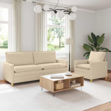 vidaXL bank / zetelstel 2 st Crèmekleurig Stof, Verzenden