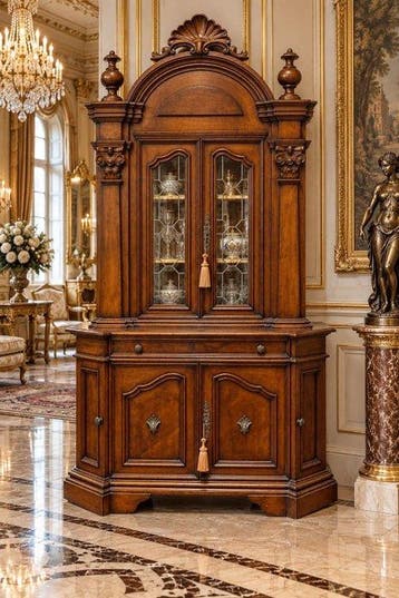 Vitrinekast - massief walnotenhout - Boekenkast - vitrine