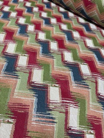 Tissu tapisserie Gobelin dessin exclusif zigzag multicolore