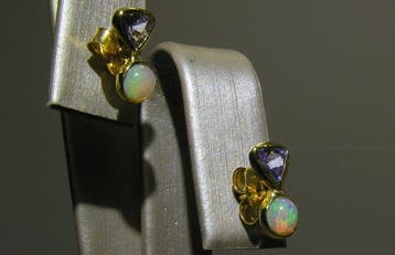 Opale Boucles doreilles - Hauteur : 10.3 mm - Largeur : 5.2