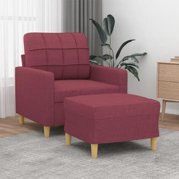 vidaXL Fauteuil met voetenbank / zetel 60 cm stof wijnrood, Huis en Inrichting, Zetels | Zetels, Verzenden, Nieuw
