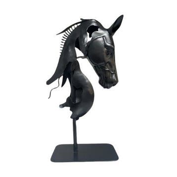 sculptuur, Horse Head – Sophisticated Black Metal Artwork,