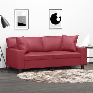 vidaXL Tweezitsbank / zetel met sierkussens 140 cm kunstleer, Verzenden, Nieuw