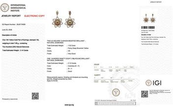 Boucles doreilles - 14 carats Or jaune - 3.14ct. tw. Jaune