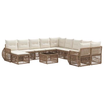 vidaXL Tuinbank Set 12 pcs Beige poly rattan, Verzenden, Nieuw