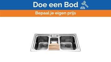 Bieden: Alpex inox 50/98 2V1B-E double sink 900 mm, Doe-het-zelf en Bouw, Ophalen of Verzenden, Nieuw