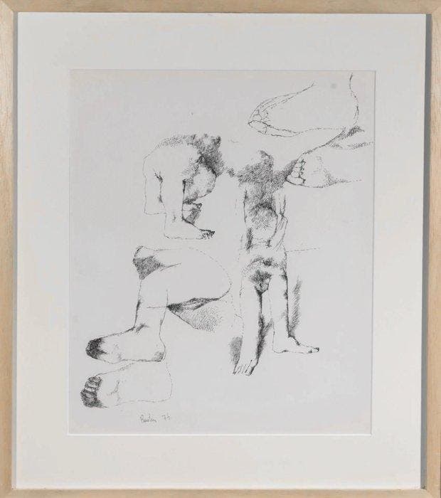 Jean Rustin (1925-2013) - Personnages, dessin original à, Antiek en Kunst, Kunst | Designobjecten