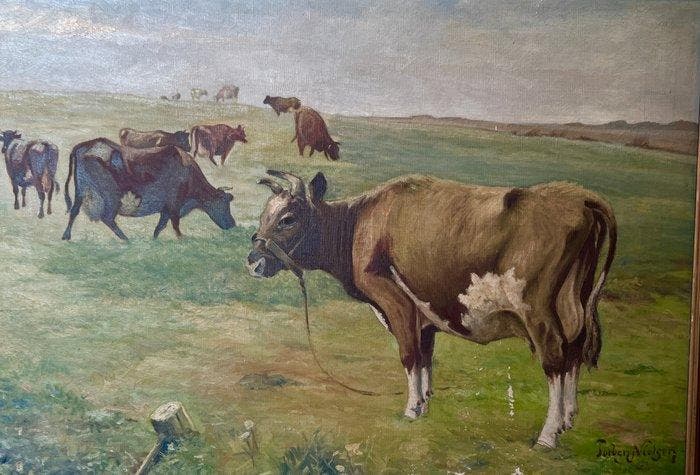 Torben Nielsen (XX) - Il pascolo - NO RESERVE, Antiquités & Art, Art | Peinture | Classique