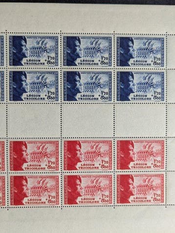 Frankrijk 1942 - Driekleurige Legioen op volledig vel -, Gestempeld