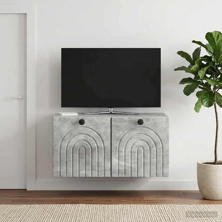 vidaXL Wandmontage TV-kast Betongrijs 59,5 x 41 x 30 cm, Maison & Meubles, Armoires | Mobilier de télévision, Envoi