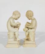 G. Ruggeri - sculptuur, Pair of Putti - 19 cm - Marmer, Antiek en Kunst