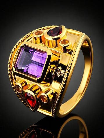 Emerald-cut amethist ring - 925 sterling zilver -, Nieuw