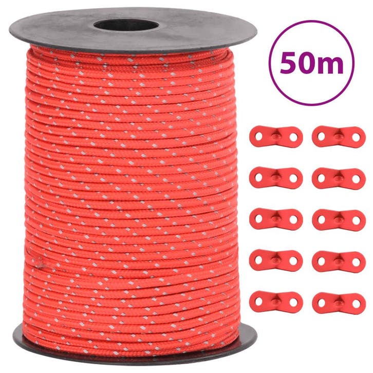 vidaXL Tentscheerlijn met reflecterende strips en spanners, Caravanes & Camping, Accessoires de tente, Envoi