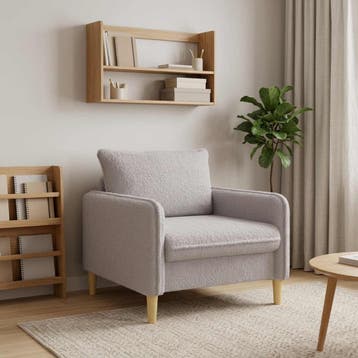 vidaXL XL fauteuil Lichtgrijs Bouclé, Verzenden
