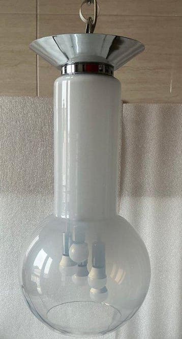 Nello stile di Mazzega - Lampe à suspendre - Verre lacté, Antiek en Kunst