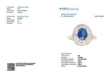 Bague - 14 carats Or jaune - 3.20ct. tw. Saphir - Diamant