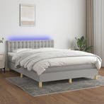 vidaXL Boxspring met matras en LED stof lichtgrijs 140x200, Verzenden, Nieuw