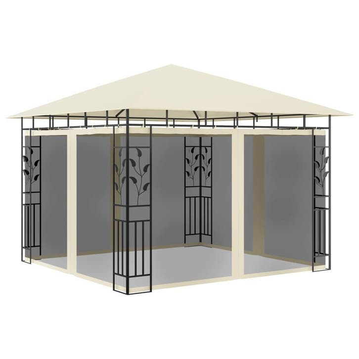 vidaXL Prieel met klamboe 180 g/m² 3x3x2,73 m crème, Jardin & Terrasse, Tonnelles, Envoi