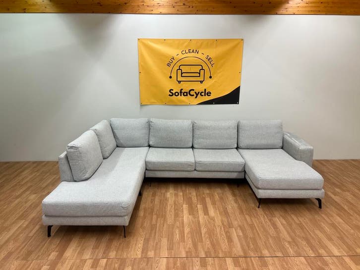 Ruime stijlvolle grijze U-zetel / SofaCycle / Levering, Huis en Inrichting, Zetels | Complete zithoeken, Nieuw, Ophalen of Verzenden