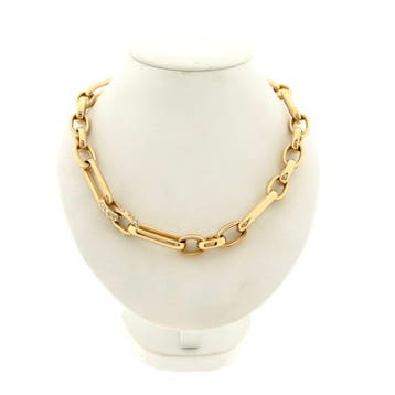 ROOS1835; Roségouden collier met diamanten; 1,78 ct., Handtassen en Accessoires, Kettingen, Gebruikt, Ophalen of Verzenden, Met edelsteen