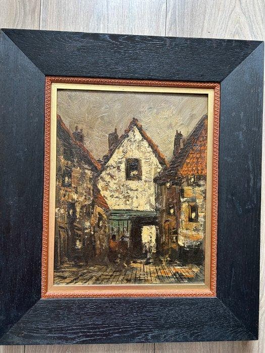 Anton Morel (XX) - Dorpsgezicht, Antiquités & Art, Art | Peinture | Classique