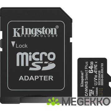 Kingston MicroSD Canvas Select Plus Gen3 64GB + Adapter, Verzenden, Nieuw