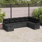 vidaXL Tuinbank Set met kussen met opslag 8 pcs Zwart Poly, Verzenden, Nieuw