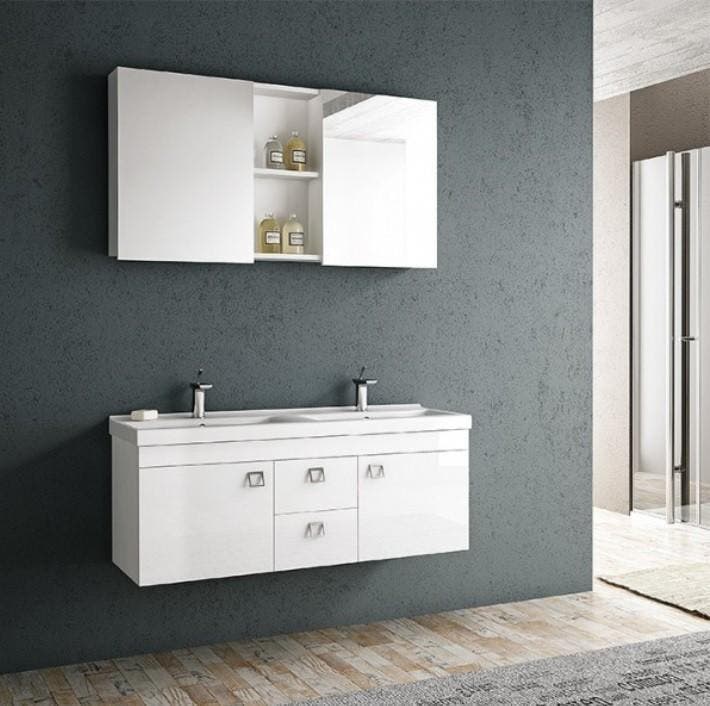 Dubbel wastafel 1200x500x450 Hoogglans Wit Frigo +, Maison & Meubles, Salle de bain | Meubles de Salle de bain, Enlèvement ou Envoi