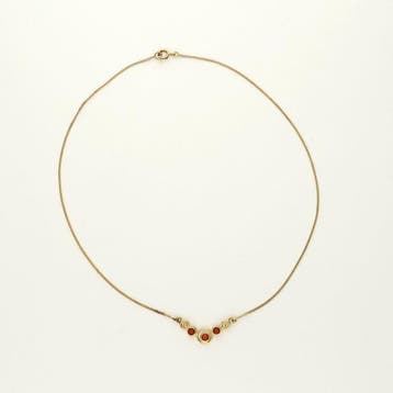 Collier - 14 carats Or jaune - corail rouge, Nieuw