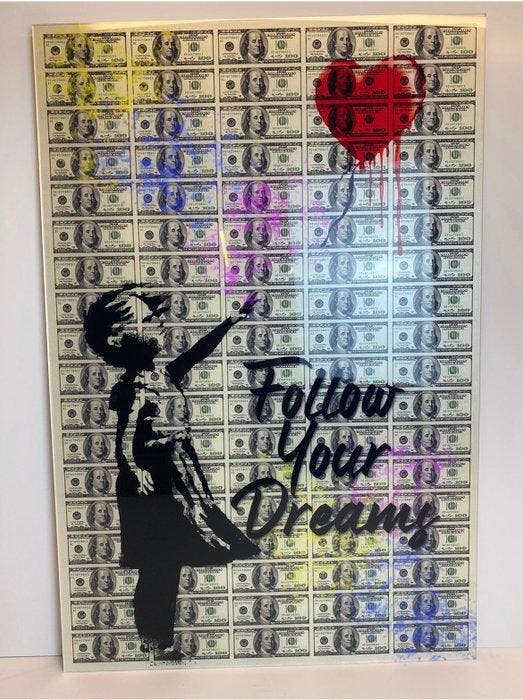 Artiluxx - American dollar Banksy wall art, Antiek en Kunst, Kunst | Schilderijen | Modern