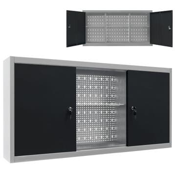 vidaXL Gereedschapskast voor aan de wand metaal grijs en, Verzenden, Nieuw