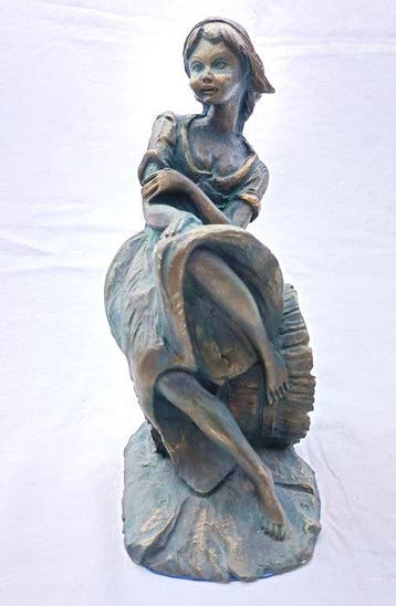 sculptuur, Pastorcilla sobre barril - 26 cm - Gips